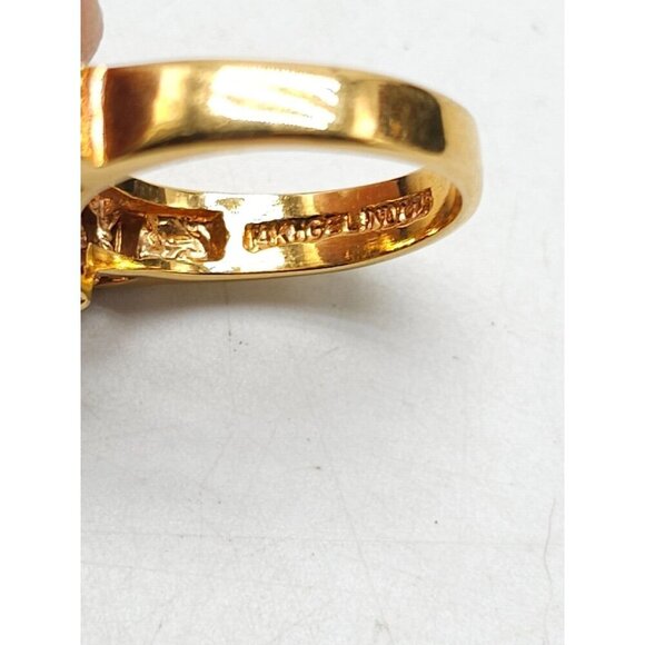 LIND 14K Gold Electroplate Emerald Cut Clear Crystal Band Ring Gold Tone Size 6 - Picture 6 of 8